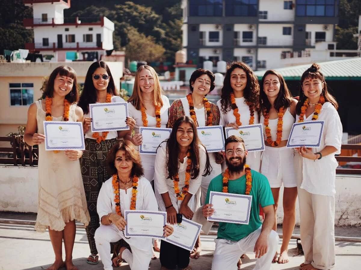 Yoga practice space at 100 Hour Yoga Teacher Training Course (TTC) – Rishikul Yogshala Rishikesh retreat